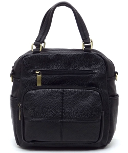Pebbled Top Handle Convertible Backpack CMS045 BLACK